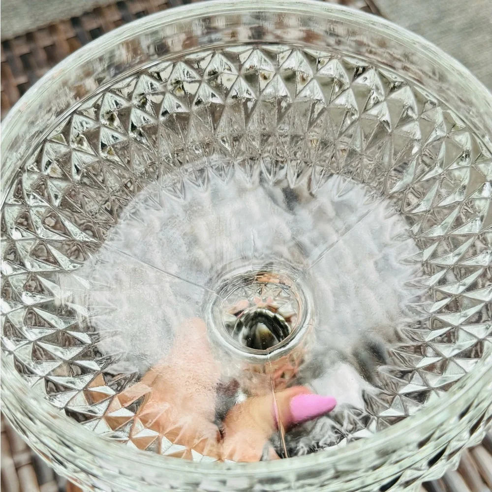 Indiana Glass VINTAGE Diamond Point Pedestal Clear Compote Serving Dish - Picture 13 of 14
